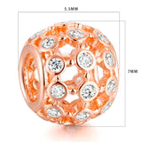 Openwork Clear CZ Charm Rose Beads for Jewelry Making