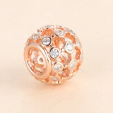 Openwork Clear CZ Charm Rose Beads for Jewelry Making