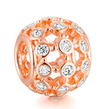 Openwork Clear CZ Charm Rose Beads for Jewelry Making