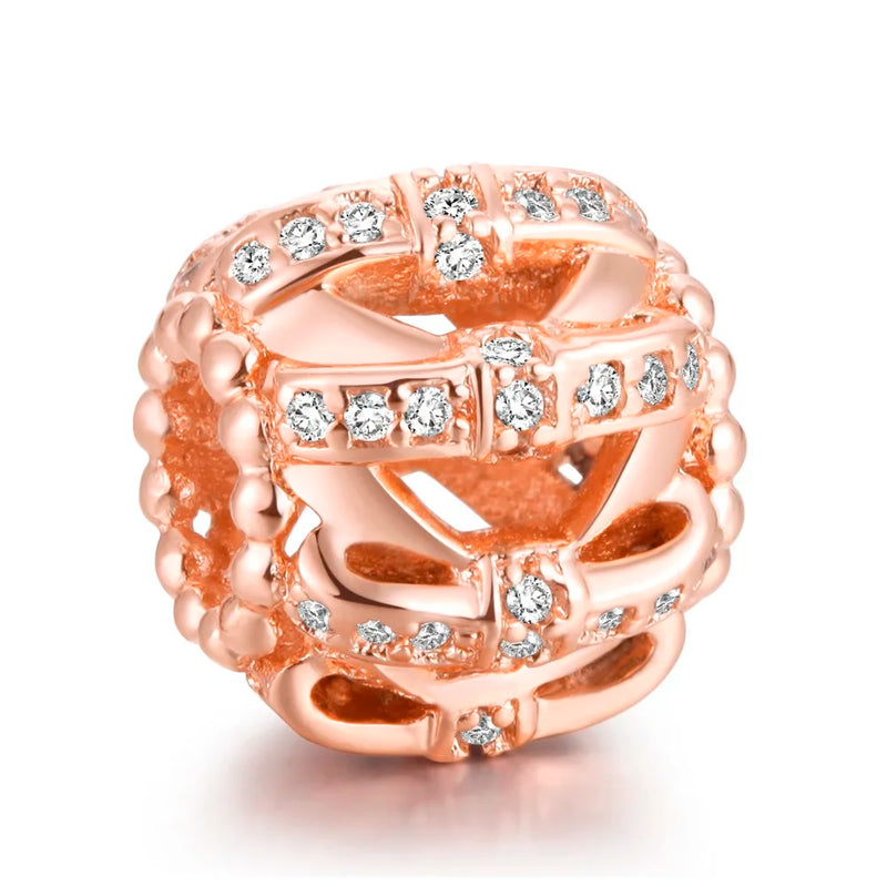 Rose Beads DIY Jewelry Charms for 925 Silver Bracelets