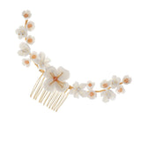 Pottery Flower Hair Combs with Crystals for Party Dress Up