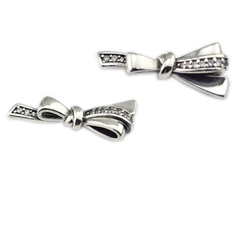 Brilliant Bow Earring Studs 925 Silver Jewelry Making