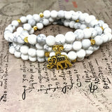Howlite Stone Charm Necklace 6mm Beads Pendant Women Yoga Necklace