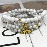 Howlite Stone Charm Necklace 6mm Beads Pendant Women Yoga Necklace