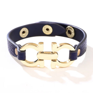 Lns Minority PU Leather Alloy Geometric Buckle Bracelet