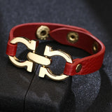 Lns Minority PU Leather Alloy Geometric Buckle Bracelet