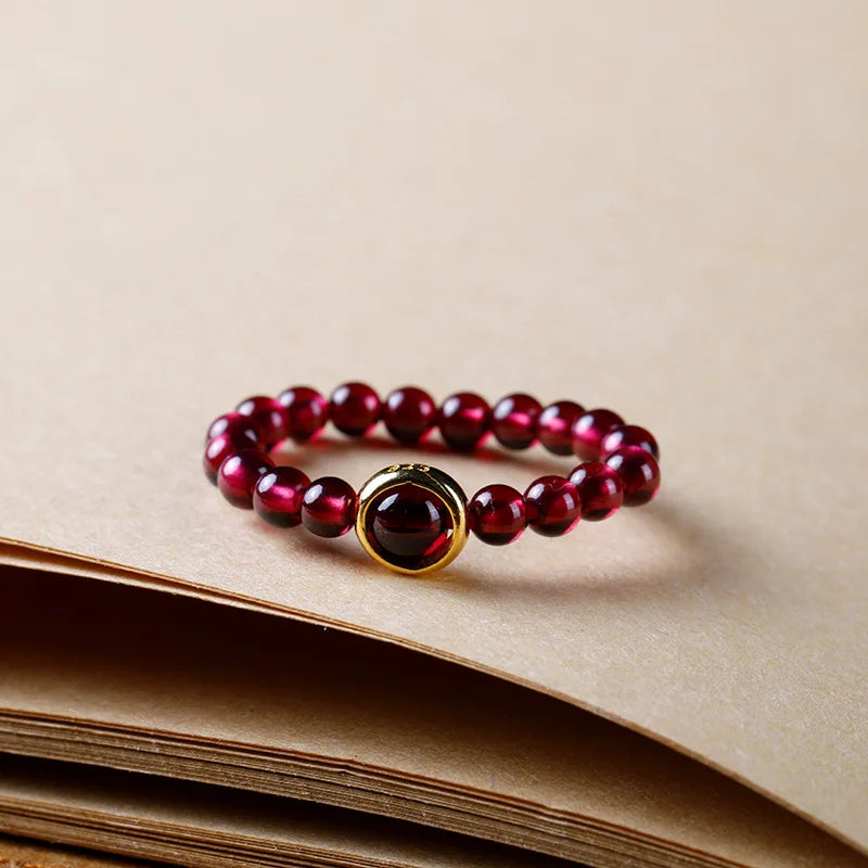 Vintage Garnet Silver Ring Crystal Accessory