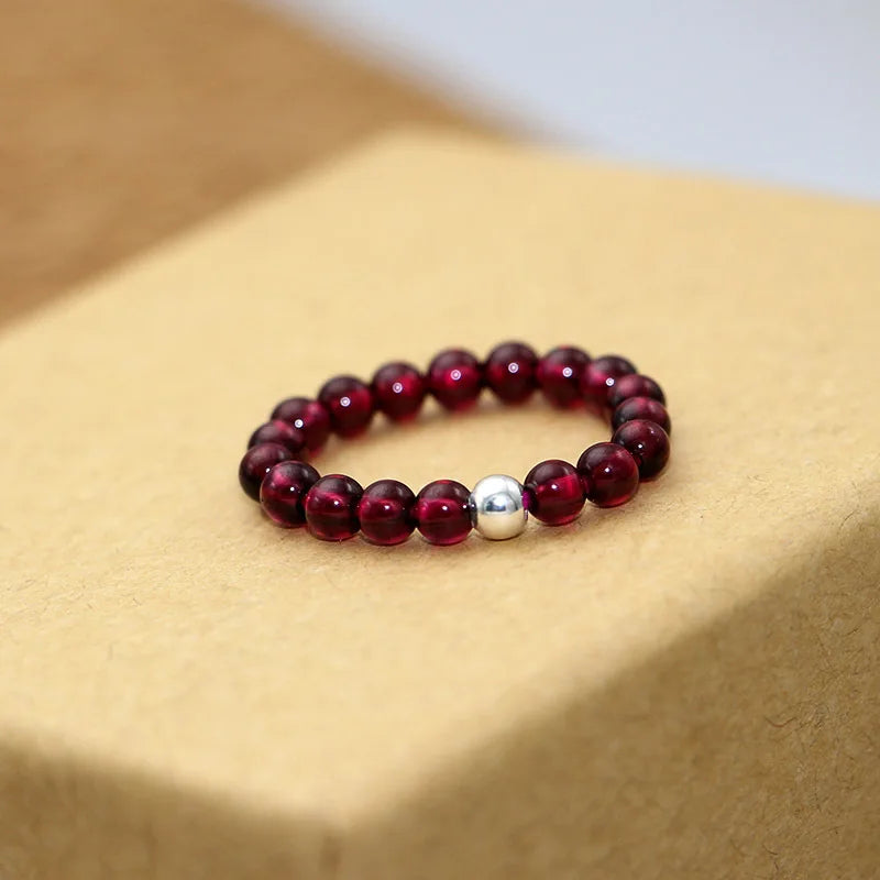Vintage Garnet Silver Ring Crystal Accessory
