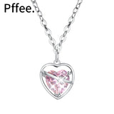 Pink Heart Pendant Necklace Set 925 Sterling Silver