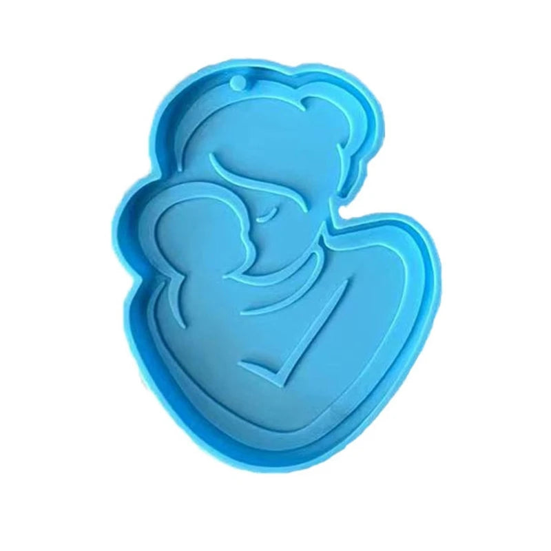 Woman Holding Baby Keychain Mold Silicone Mould