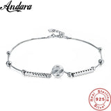 925 Silver Anklet Scrub Bead Lucky Ankle Bracelet