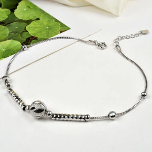 925 Silver Anklet Scrub Bead Lucky Ankle Bracelet