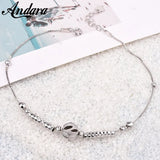 925 Silver Anklet Scrub Bead Lucky Ankle Bracelet