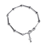Sterling Silver Sparkling Pave Bars Bracelet DIY Jewelry Gift Winter