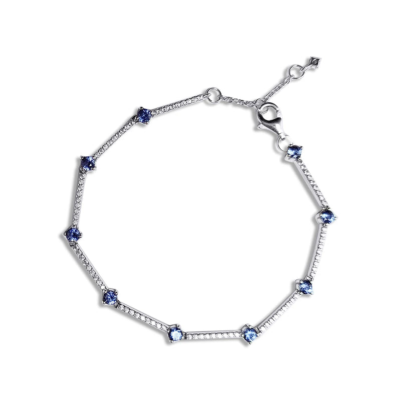 Sterling Silver Sparkling Pave Bars Bracelet DIY Jewelry Gift Winter
