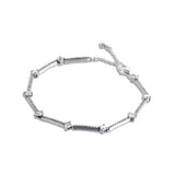 Sterling Silver Pave Bars Bracelet for DIY Gift