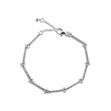 Sterling Silver Pave Bars Bracelet for DIY Gift