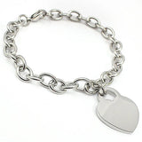 Women's Heart Pendant Silver Bangle Bracelet
