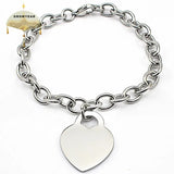 Women's Heart Pendant Silver Bangle Bracelet