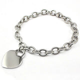 Women's Heart Pendant Silver Bangle Bracelet