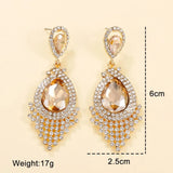 Water Drop CZ Crystal Long Bridal Earrings Set