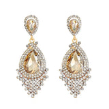 Water Drop CZ Crystal Long Bridal Earrings Set