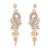 Water Drop CZ Crystal Long Bridal Earrings Set