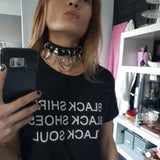 Punk Leather Bondage Collar with 3 Rings Chains Choker