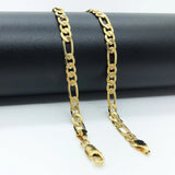 Yellow Oval Hollow Link Embossing Necklace 5MM Width 47CM Length