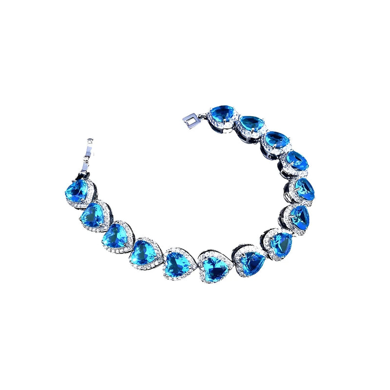 Woman Men Stylish Heart Crystal Bangle Jewelry