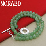 925 Silver Green Beaded Necklace For Women Mom