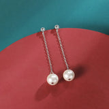 925 Sterling Silver Long Chain Hanging Earrings