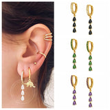 925 Silver Woman Pendant Earrings Dripping Oil Hoop Party Jewelry