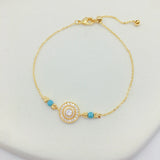 Rhinestone Zircon Round Hand Chain Bracelet Women Adjustable Jewelry
