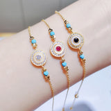 Rhinestone Zircon Round Hand Chain Bracelet Women Adjustable Jewelry