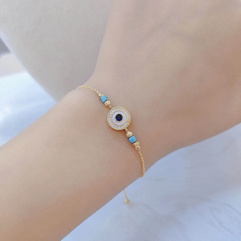 Rhinestone Zircon Round Hand Chain Bracelet Women Adjustable Jewelry