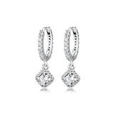 925 Silver CZ Square Hoop Earrings Wedding Jewelry