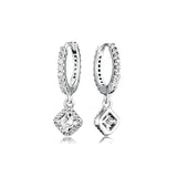 925 Silver CZ Square Hoop Earrings Wedding Jewelry