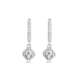 925 Silver CZ Square Hoop Earrings Wedding Jewelry