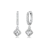 925 Silver CZ Square Hoop Earrings Wedding Jewelry