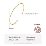 Sterling Silver Open Bangle Double Beads Adjustable Bracelet