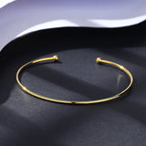 Sterling Silver Open Bangle Double Beads Adjustable Bracelet