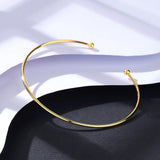 Sterling Silver Open Bangle Double Beads Adjustable Bracelet