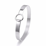 Woman Stainless Steel Bangle Bracelets Round Hook Up Silver