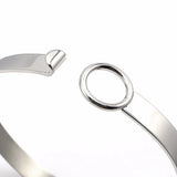 Woman Stainless Steel Bangle Bracelets Round Hook Up Silver