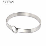 Woman Stainless Steel Bangle Bracelets Round Hook Up Silver