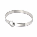Woman Stainless Steel Bangle Bracelets Round Hook Up Silver