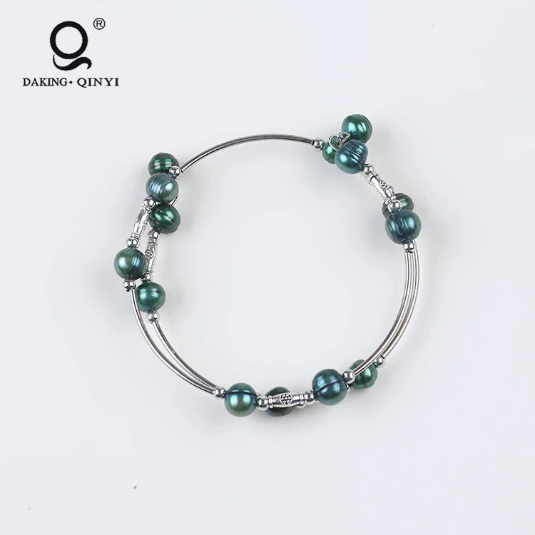 Pearl Wire Bangles Stainless Steel Cable Wire