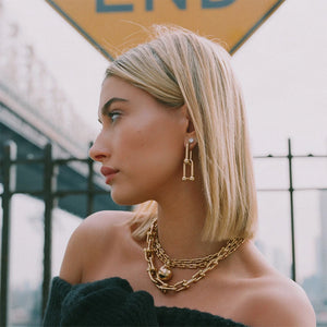 Woman U Chain Earrings Vacuum Plating Real