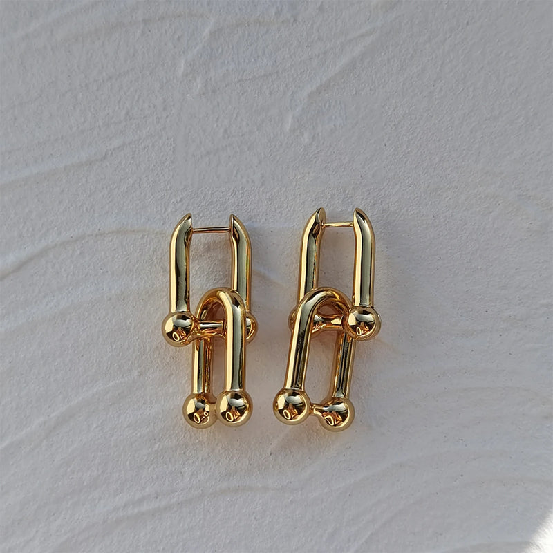 Woman U Chain Earrings Vacuum Plating Real